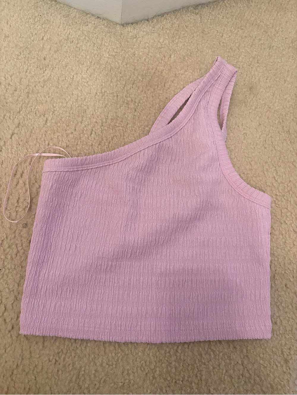 American Eagle Outfitters Light Purple One-Shoulder Ribbed Crop Top
